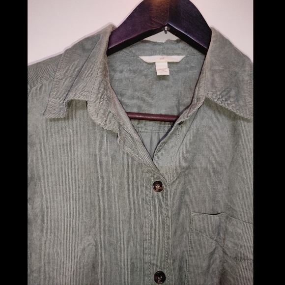 H&M olive Green Corduroy Shirt - Picture 7 of 12